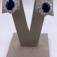 ORECCHINI ORO 18kt. DIAMANTI ZAFFIRI BLU NATURALI