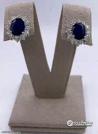 ORECCHINI ORO 18kt. DIAMANTI ZAFFIRI BLU NATURALI