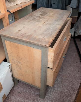 Cassettiera bassa vintage in legno - 2 cassetti