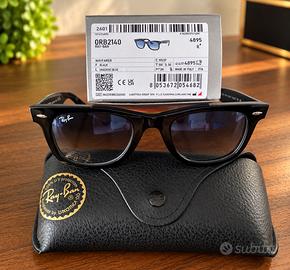 Ray-Ban Wayfarer RB2140 nero lenti blu sfumate