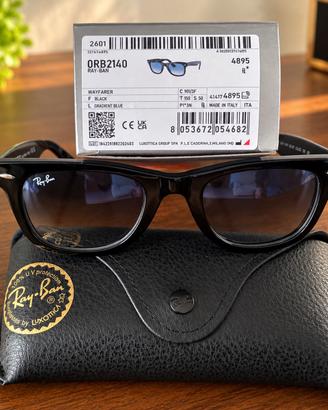 Ray-Ban Wayfarer RB2140 nero lenti blu sfumate