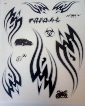 Cartella sticker tribali per auto, moto, skate etc