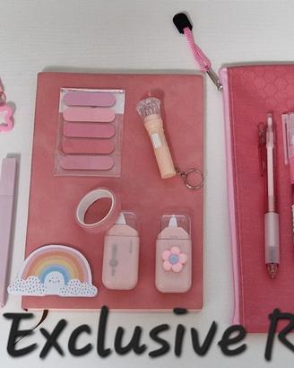 set cancelleria agenda astuccio penne matite 