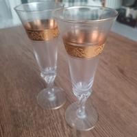 Coppia di Flute da champagne cristallo di Boemia