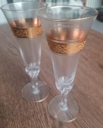 Coppia di Flute da champagne cristallo di Boemia