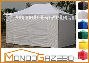 3x4,5 Gazebo acciaio mercatini pareti laterali NEW