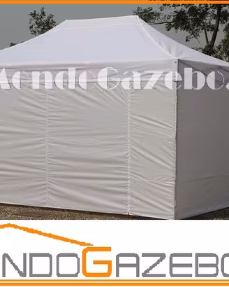 3x4,5 Gazebo acciaio mercatini pareti laterali NEW