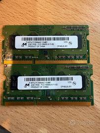 4 GB (2 banchi da 2) RAM DDR 3 1333 Micron