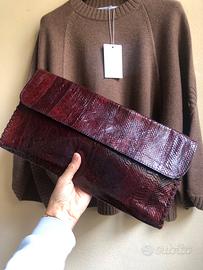 Pochette in pitone bordeaux