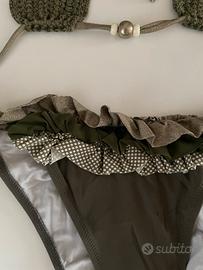 Meraviglioso bikini bambina tg8/10 verde militare