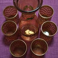 Servizio bicchieri + caraffa dipinti a mano
