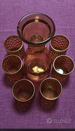 Servizio bicchieri + caraffa dipinti a mano