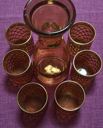 Servizio bicchieri + caraffa dipinti a mano
