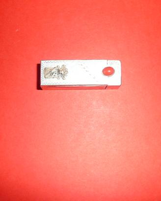 Porta rossetto in argento 800 lavorato anni 50
