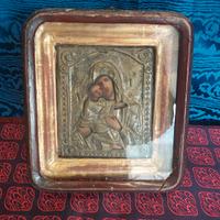 antica Icona Russa Maria e Gesù xix sec 