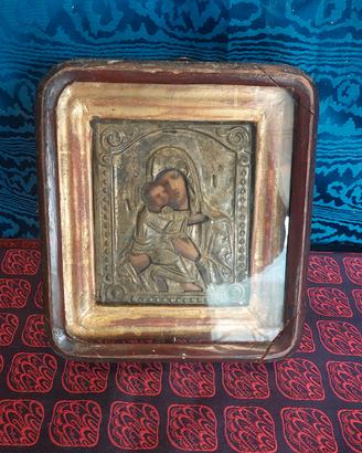 antica Icona Russa Maria e Gesù xix sec 