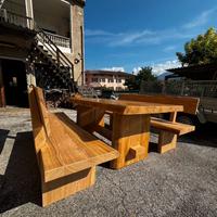 Panche e Tavola in legno di ciliegio