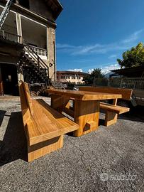 Panche e Tavola in legno di ciliegio