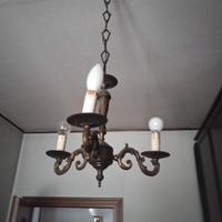 Lampadario sospensione Bronzo 3 luci vintage 