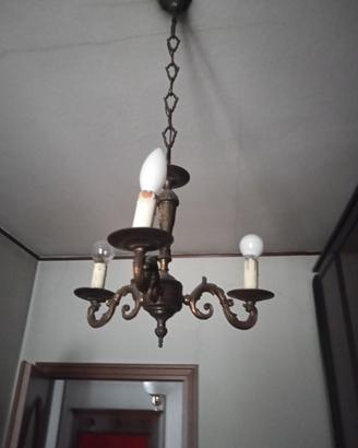 Lampadario sospensione Bronzo 3 luci vintage 