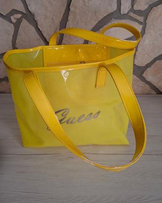 borsa GUESS Tote Mare Gialla Trasparente