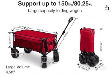Carrello porta tutto da giardino/spiaggia/camping