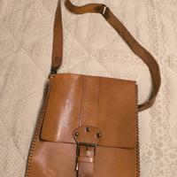 vintage vero cuoio borsa tracolla 