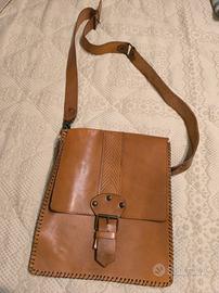 vintage vero cuoio borsa tracolla 