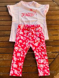 Completo Puma bimba rosa -t-shirt +leggings - 9 m