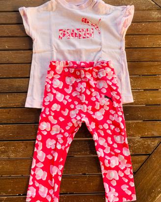 Completo Puma bimba rosa -t-shirt +leggings - 9 m