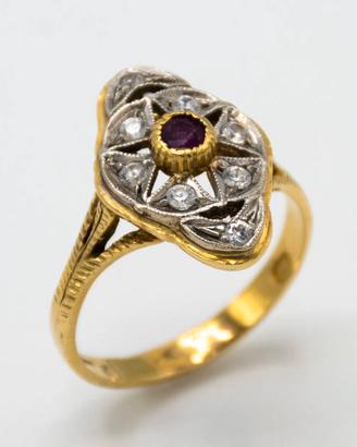 Anello in oro giallo 18 kt con pietre A.32