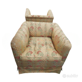  Poltrona bassa dorata fiorata morbida 