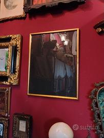 Grande cornice legno Vintage '80 Oro e Bolo Rosso 