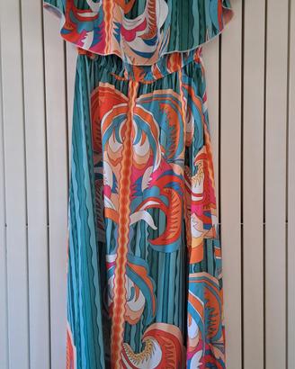 Abito donna, spalle scoperte,  multicolor, tg  S
