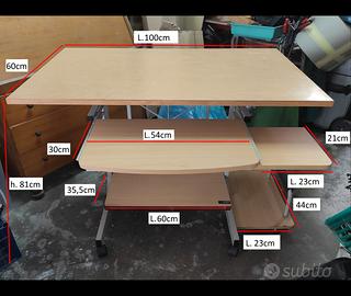 Scrivania pc gaming con ruote