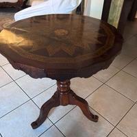 tavolino noce  intarsiato d'epoca