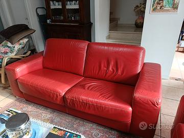 2 Divani Pelle Rossa Artigianato 