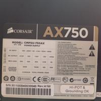 power supply corsair ax 750 gold cavi staccabili