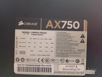 power supply corsair ax 750 gold cavi staccabili