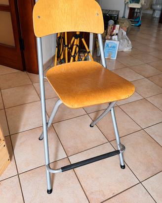 Sedia alta pieghevole in legno e metallo