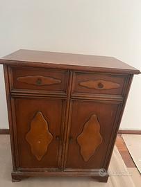 Scarpiera mobiletto vintage legno con vano scarpe