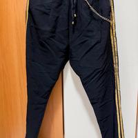 Pantaloni Over D nero con dettagli oro
