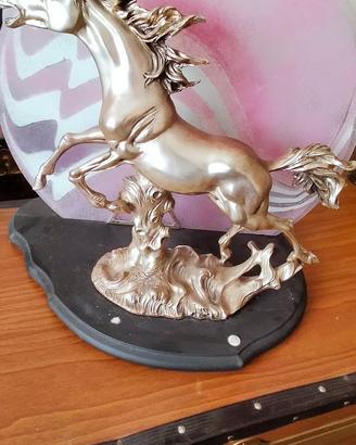 lampada Scultura cavallo placcato argento