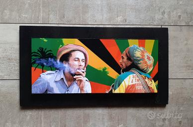 Quadro in legno omaggio a Bob Marley 