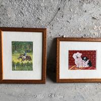 Coppia quadri ceramica animali