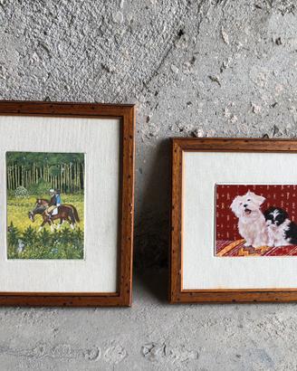 Coppia quadri ceramica animali