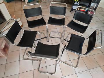 n. 6 sgabelli acciaio seduta e schienale in pelle