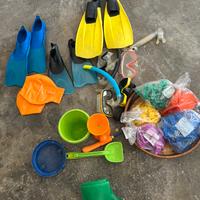 Pinne-maschere-braccioli-formine-giochi spiaggia