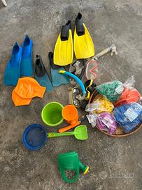 Pinne-maschere-braccioli-formine-giochi spiaggia