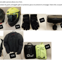 Casco, giubbotto e altri accessori moto.